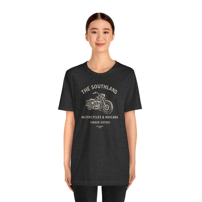 THE SOUTHLAND Motorcycles & Mascara Women’s Motorcycle T-Shirt | Heather Black & Bone