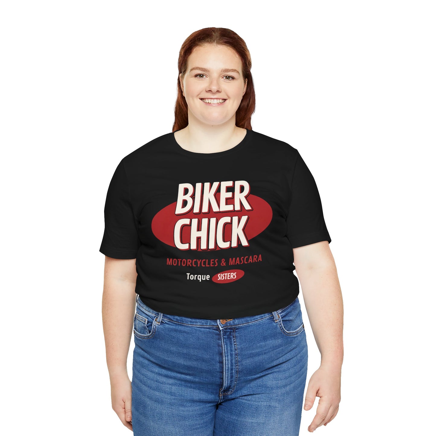 BIKER CHICK Motorcycles & Mascara Women’s Motorcycle T-Shirt | Black