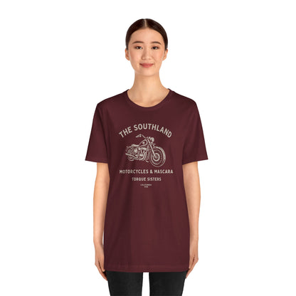 THE SOUTHLAND Motorcycles & Mascara Women’s Motorcycle T-Shirt | Burgundy
