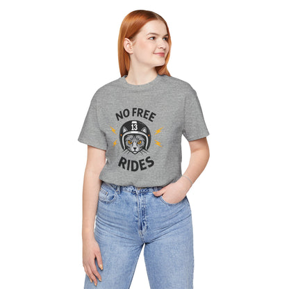NO FREE RIDES Cat Helmet Graphic Women’s Motorcycle T-Shirt | Heather Gray