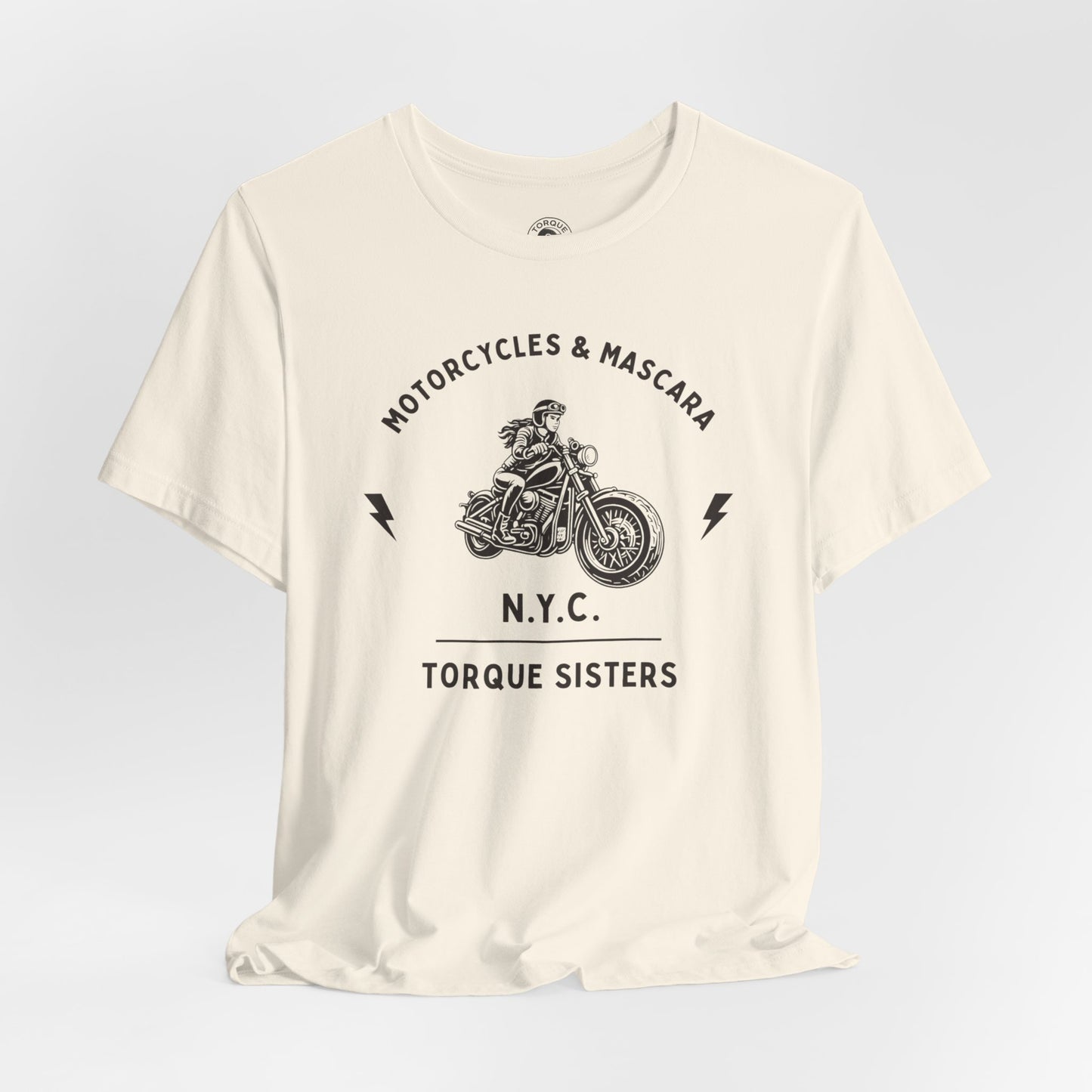 MOTORCYCLES & MASCARA N.Y.C. Women’s Motorcycle T-Shirt | Natural