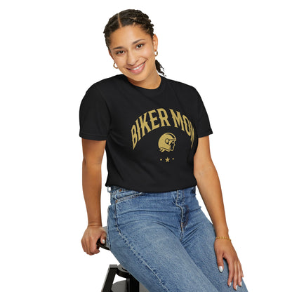 BIKER MOM Arch Graphic Women’s Motorcycle T-Shirt | Black & Gold