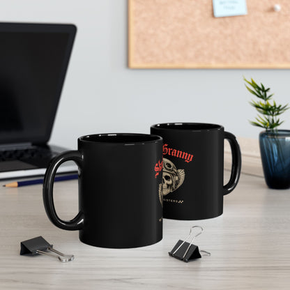 SKULL GRANNY Women Riders Motorcycle Mug | Black & Red
