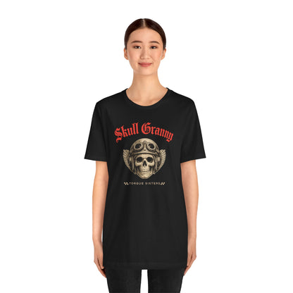 SKULL GRANNY Women’s Motorcycle T-Shirt | Black & Red