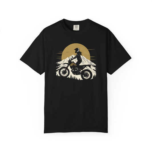 Mountain Rider Women's Motorcycle T-Shirt | Black & Tan