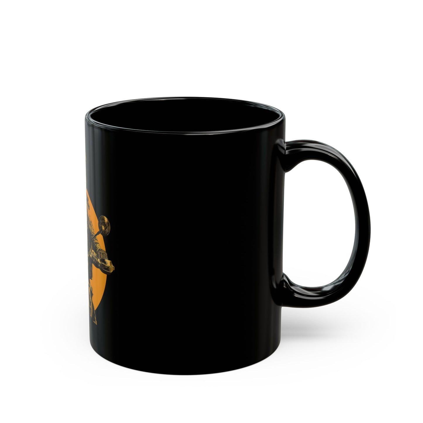 Vintage Female Biker Motorcycle Mug | Black & Orange