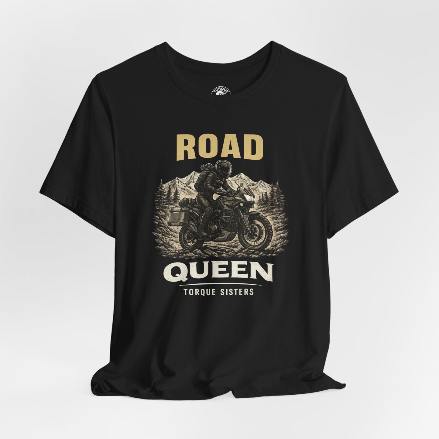 ROAD QUEEN Women’s Motorcycle T-Shirt | Black & Tan