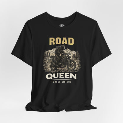 ROAD QUEEN Women’s Motorcycle T-Shirt | Black & Tan