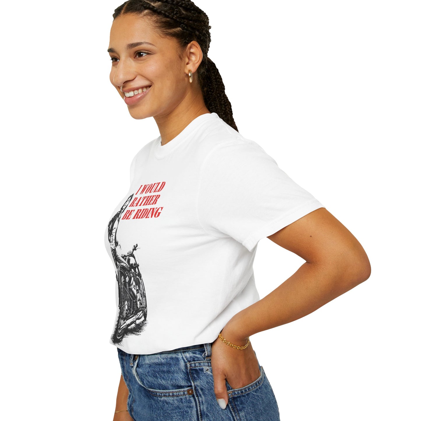 I WOULD RATHER BE RIDING Women’s Riding T-Shirt | White & Red