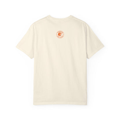 BIKER MOM Chest Badge Women’s Motorcycle T-Shirt | Natural & Orange