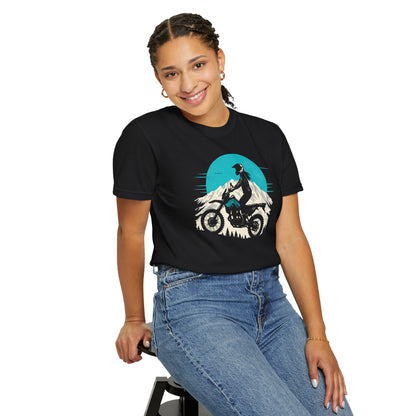 Mountain Rider Women's Motorcycle T-Shirt | Black & Teal