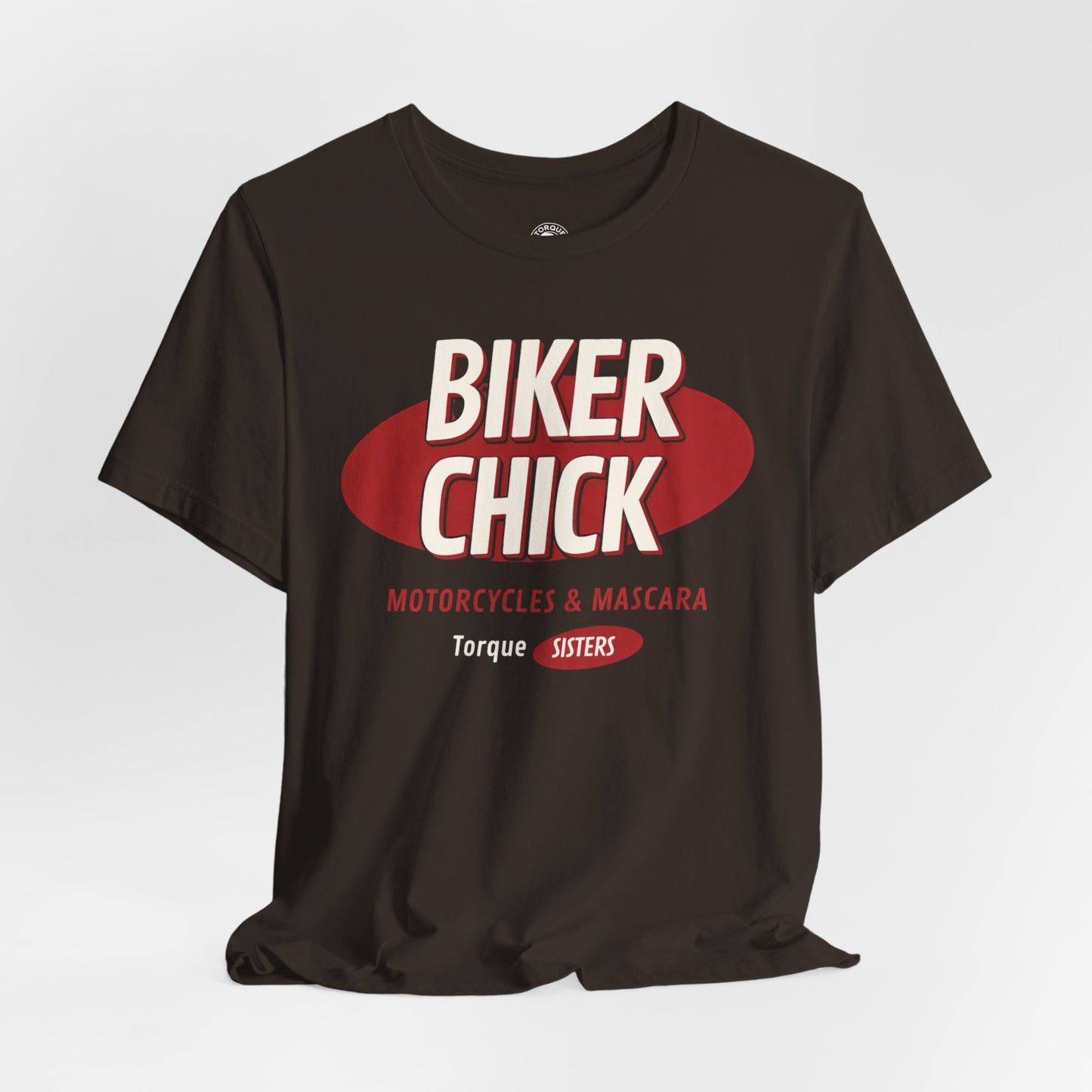 BIKER CHICK Women’s Motorcycle T-Shirt | Brown & Red
