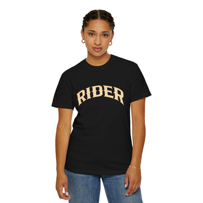 RIDER Arch graphic Women’s Motorcycle T-Shirt | Black & Cream