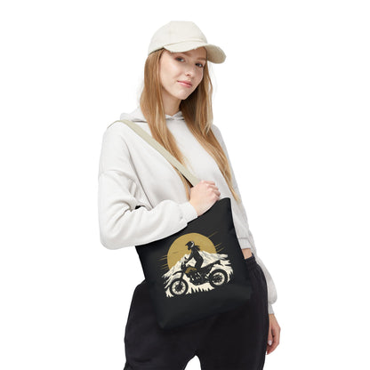 Women’s Motorcycle Tote Bag – Black & Gold Vintage Rider Canvas | Torque Sisters