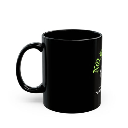 NO FREE RIDES Biker Skull Coffee Mug | Black & Neon Green