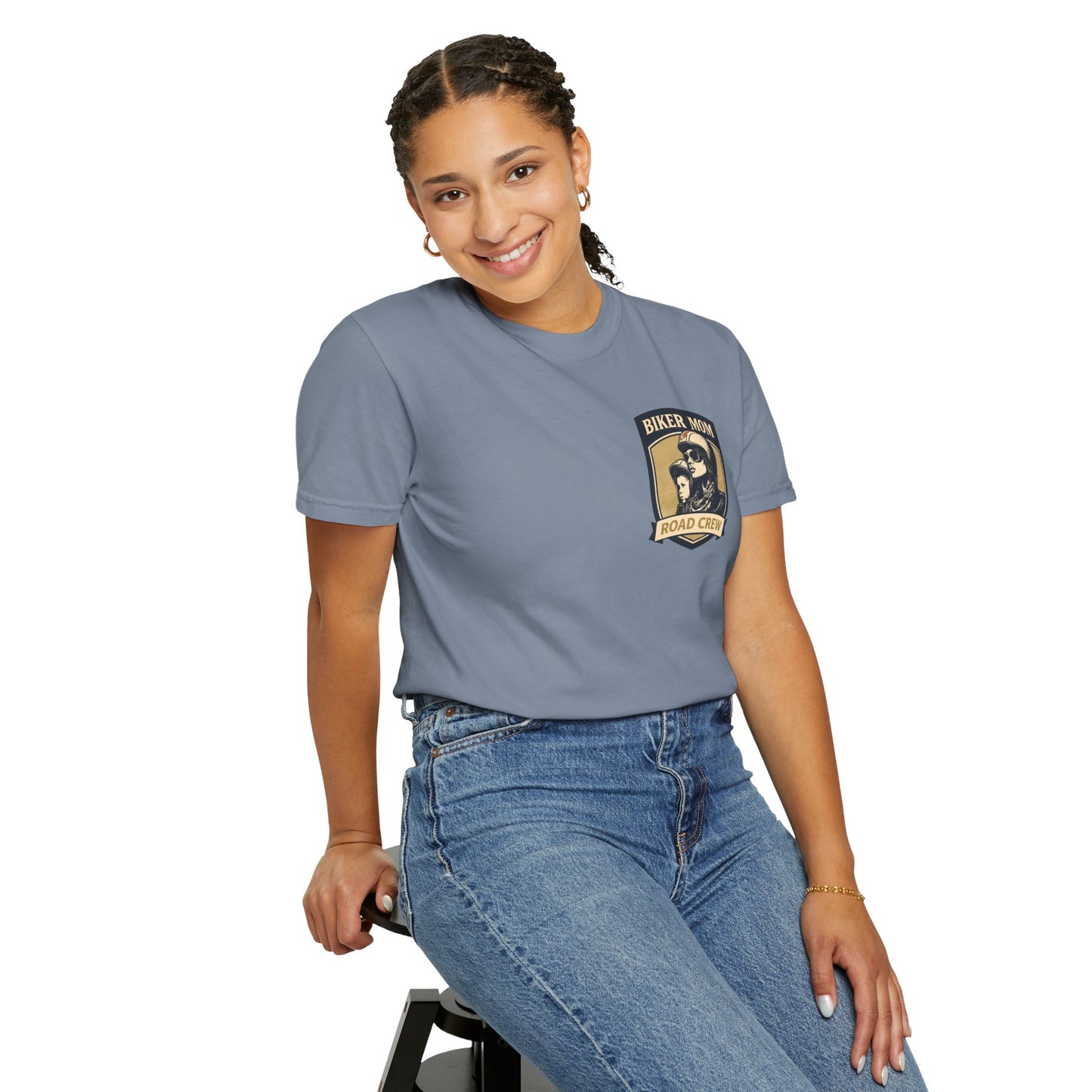 BIKER MOM Road Crew Women’s Motorcycle T-Shirt | Slate Blue