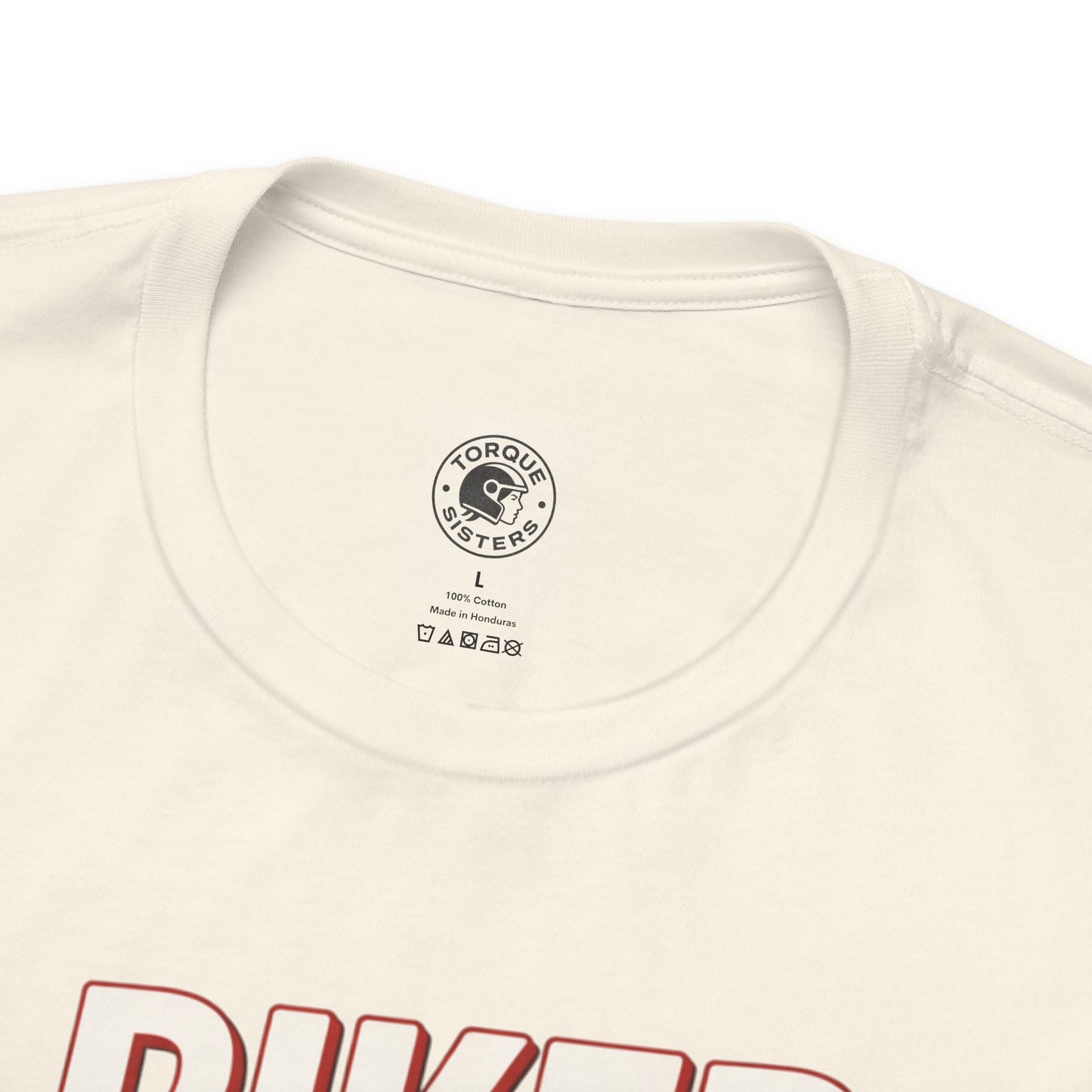 BIKER CHICK Women’s Motorcycle T-Shirt | Natural & Red