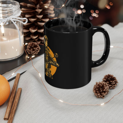 Vintage Female Biker Motorcycle Mug | Black & Orange