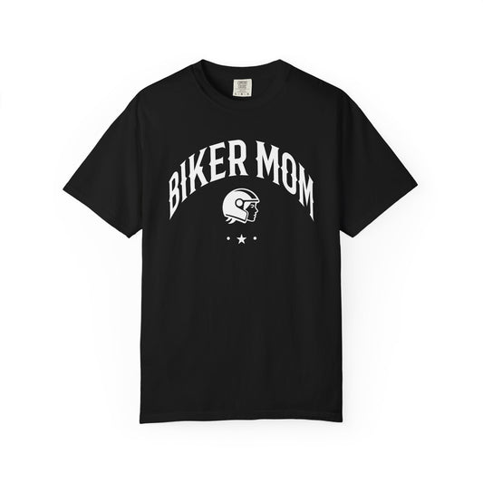BIKER MOM Arch Graphic Women’s Motorcycle T-Shirt | Black & White