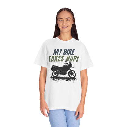 MY BIKE TAKES NAPS Women’s Motorcycle T-Shirt | White