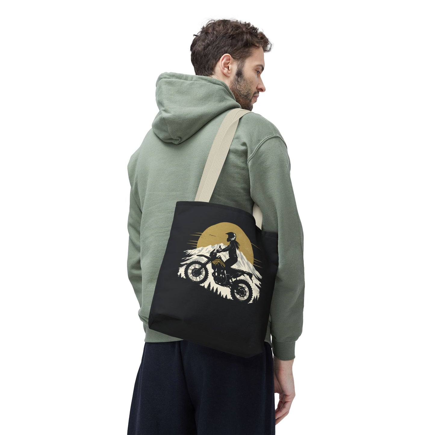 Women’s Motorcycle Tote Bag – Black & Gold Vintage Rider Canvas | Torque Sisters