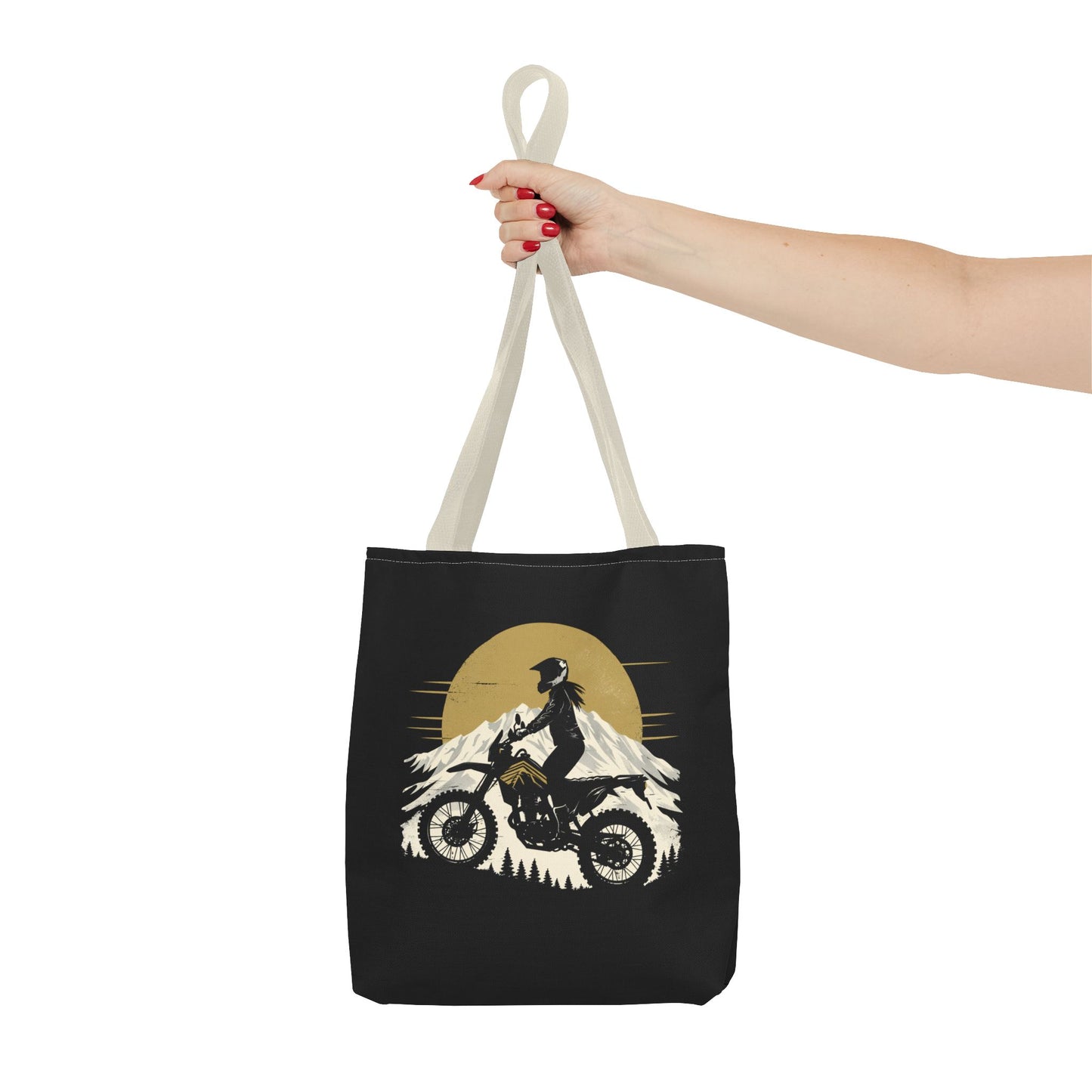 Women’s Motorcycle Tote Bag – Black & Gold Vintage Rider Canvas | Torque Sisters