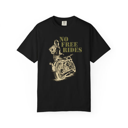 NO FREE RIDES Women’s Motorcycle T-Shirt | Black & Olive