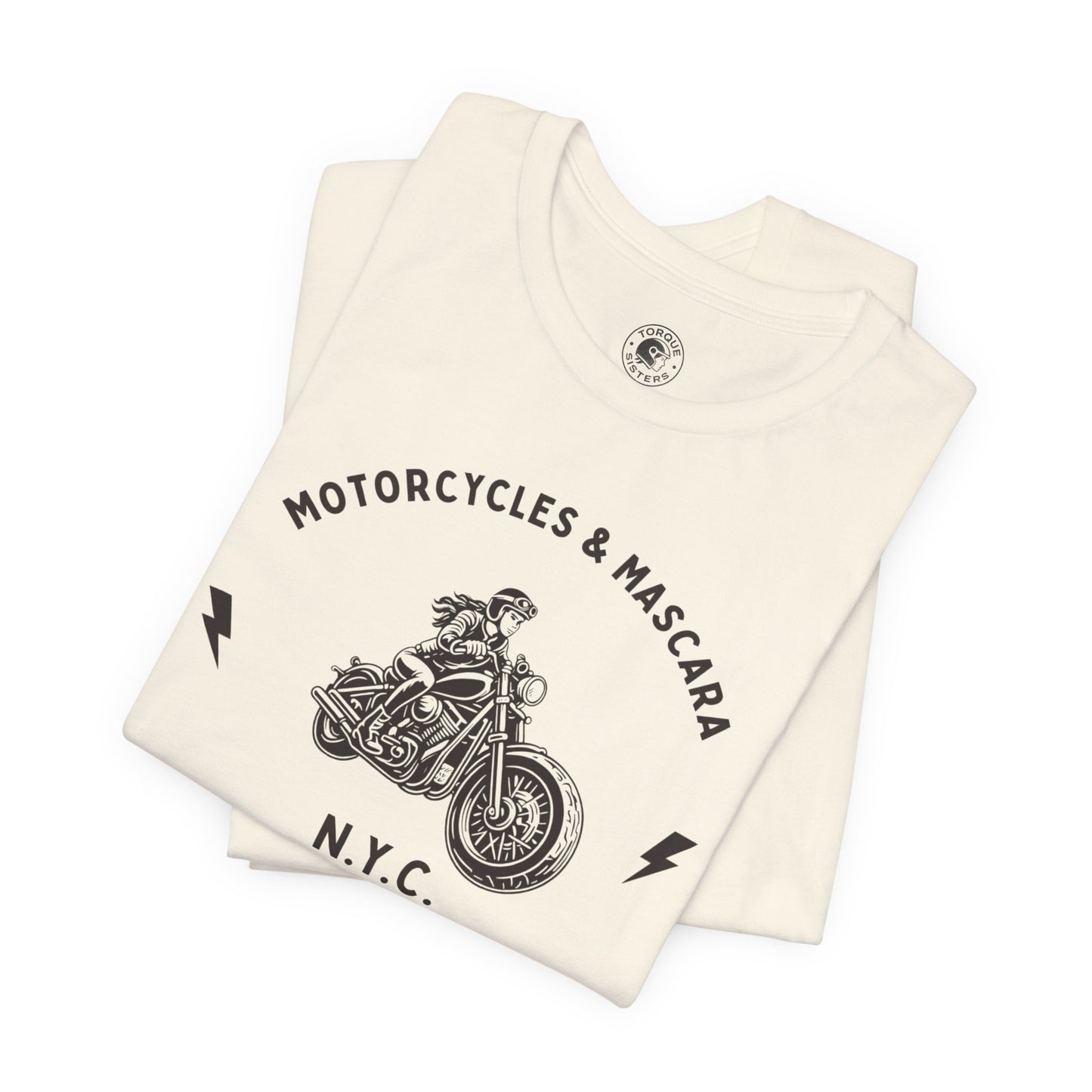 MOTORCYCLES & MASCARA N.Y.C. Women’s Motorcycle T-Shirt | Natural