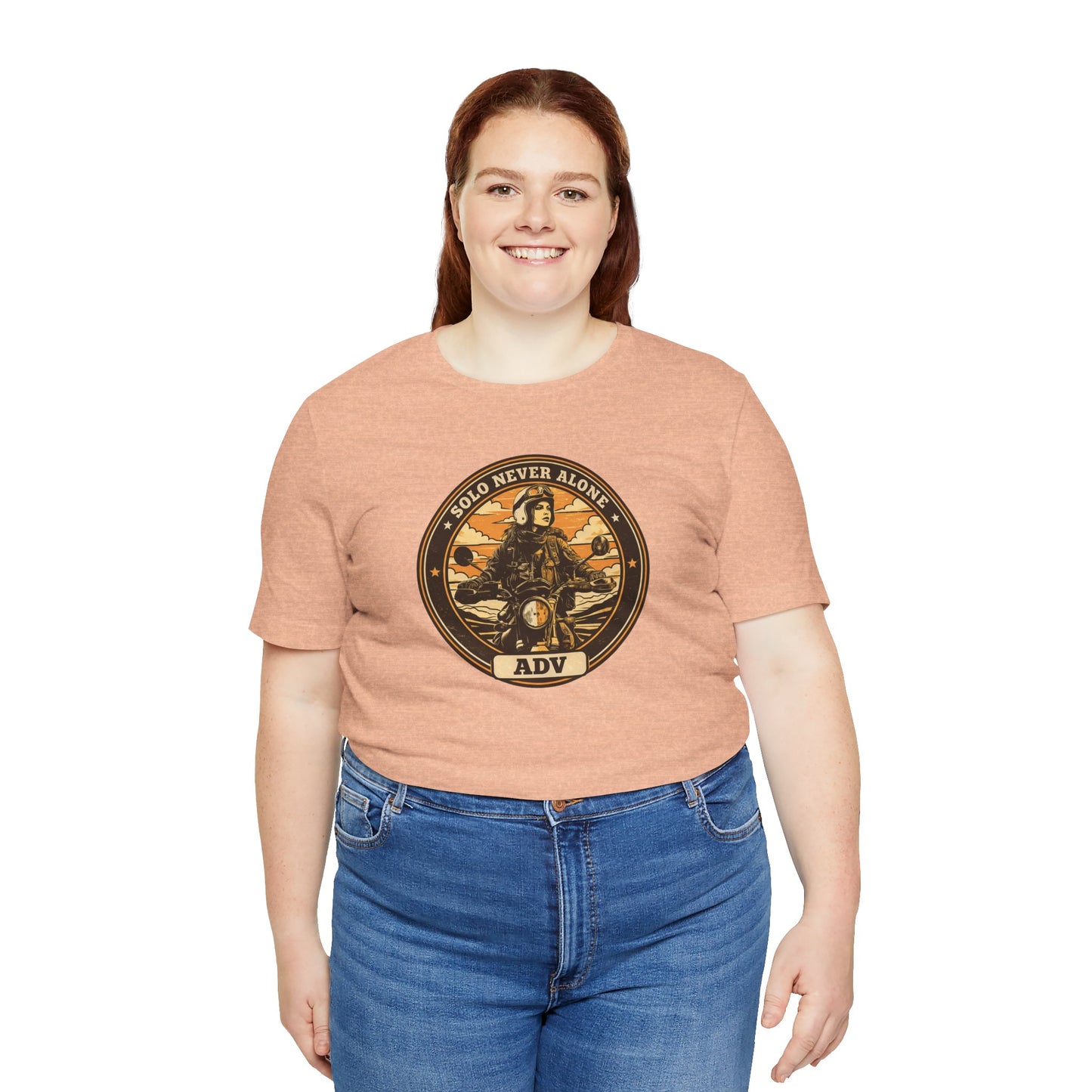 SOLO NEVER ALONE ADV Women’s Motorcycle T-Shirt | Peach