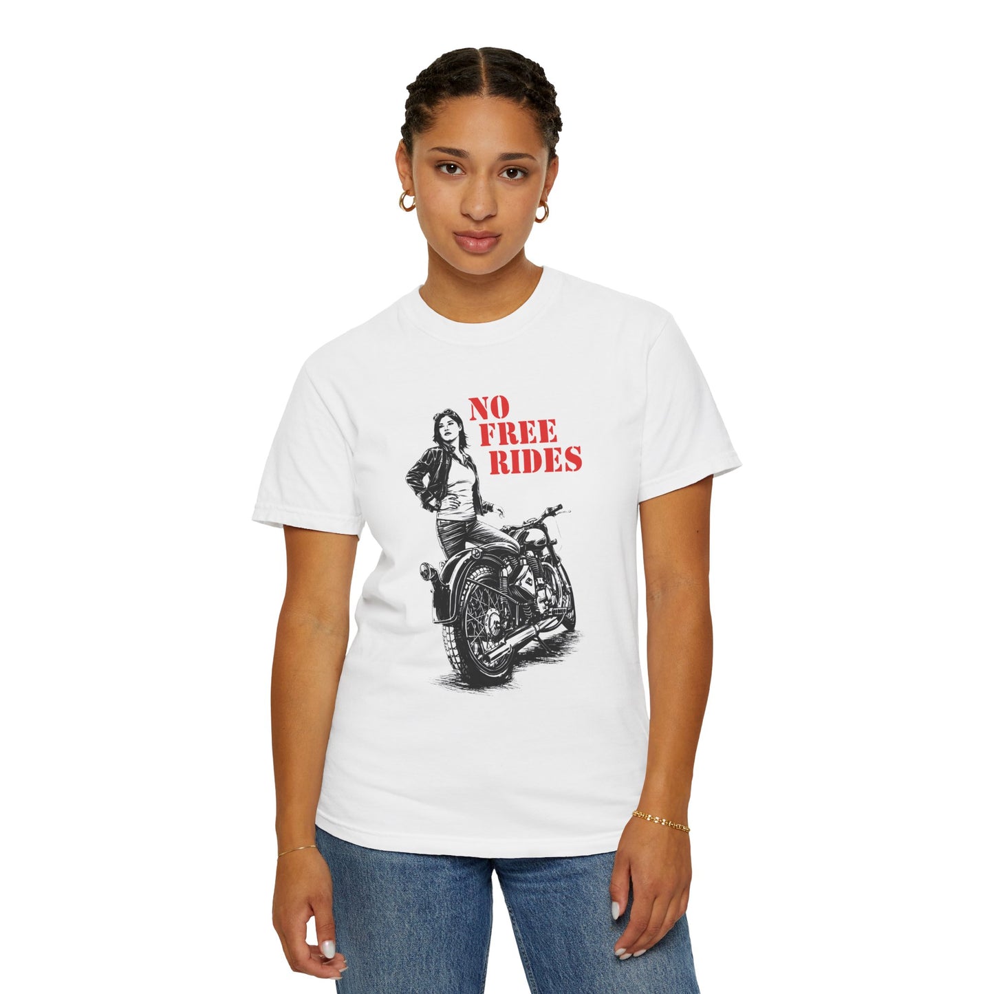 NO FREE RIDES Women’s Riding T-Shirt | White & Red