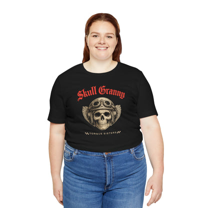 SKULL GRANNY Women’s Motorcycle T-Shirt | Black & Red