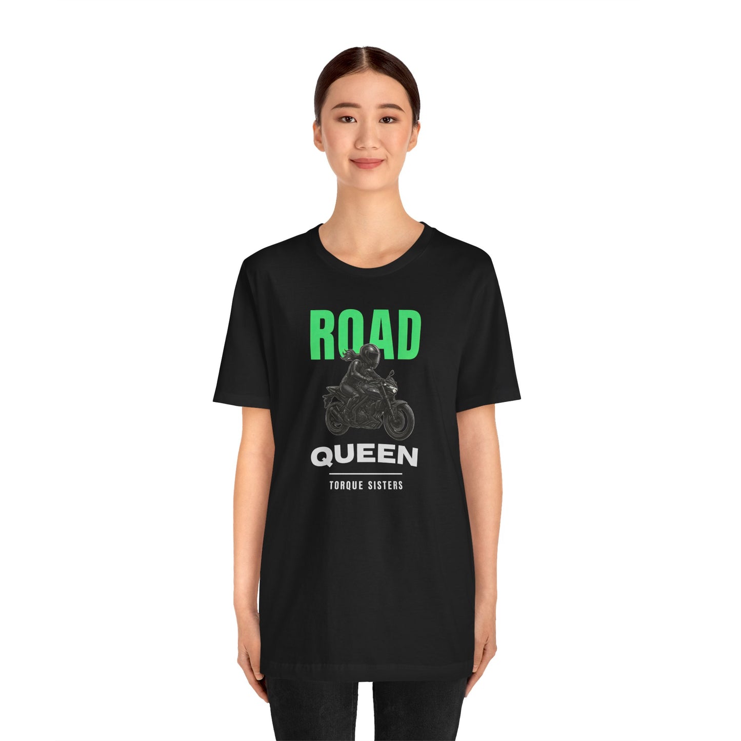 ROAD QUEEN Women’s Motorcycle T-Shirt | Black & Neon Green