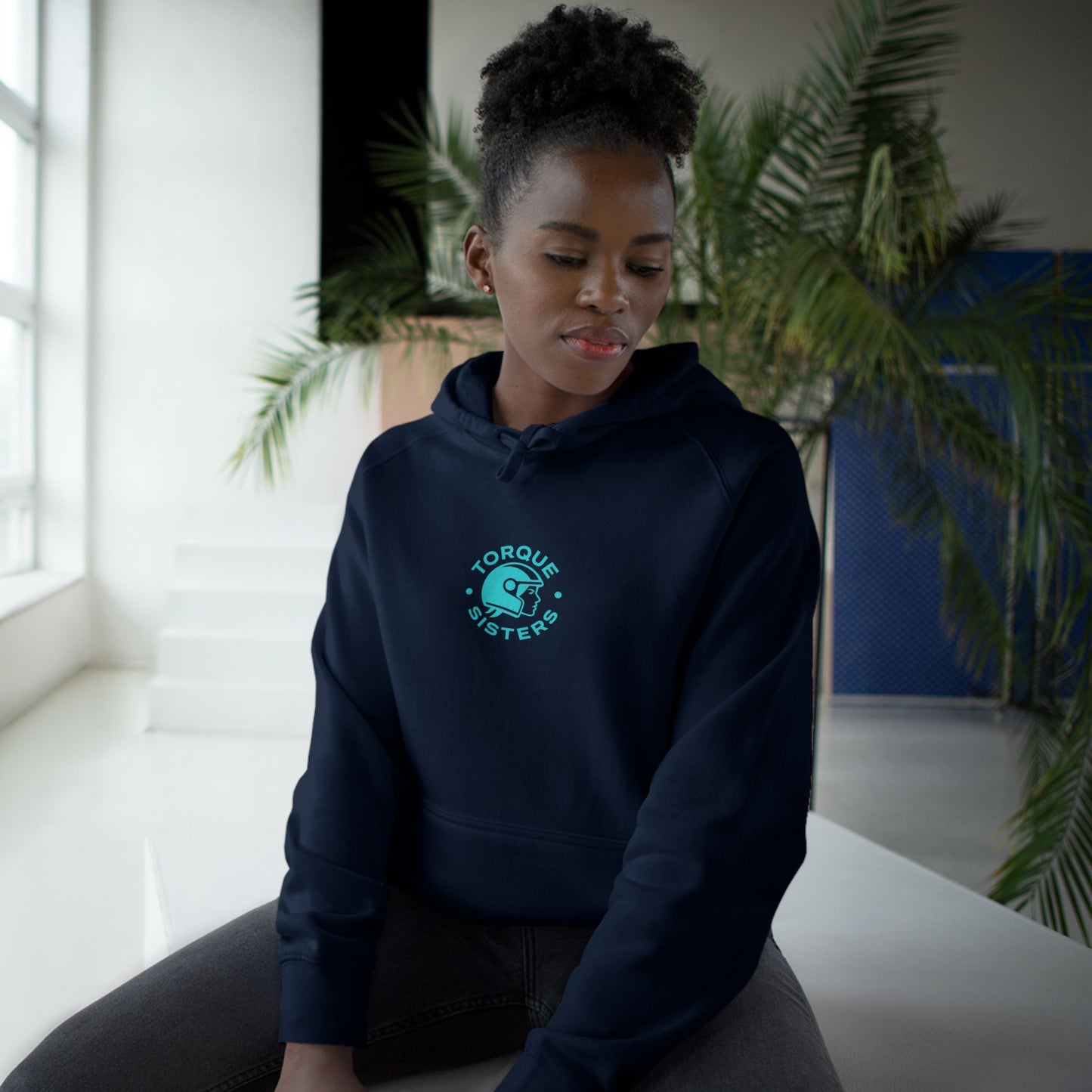 Mountain Rider Women's Motorcycle Hoodie | Navy & Teal