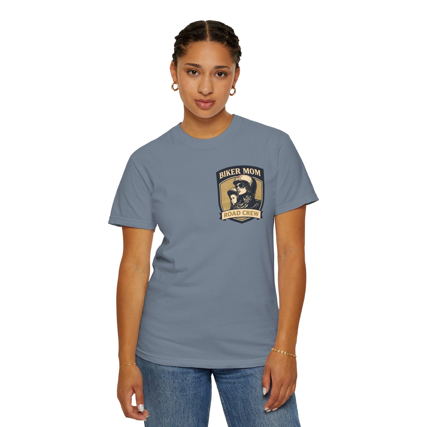 BIKER MOM Road Crew Women’s Motorcycle T-Shirt | Slate Blue