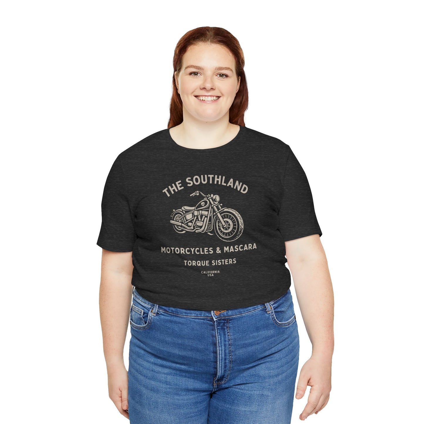 THE SOUTHLAND Motorcycles & Mascara Women’s Motorcycle T-Shirt | Heather Black & Bone