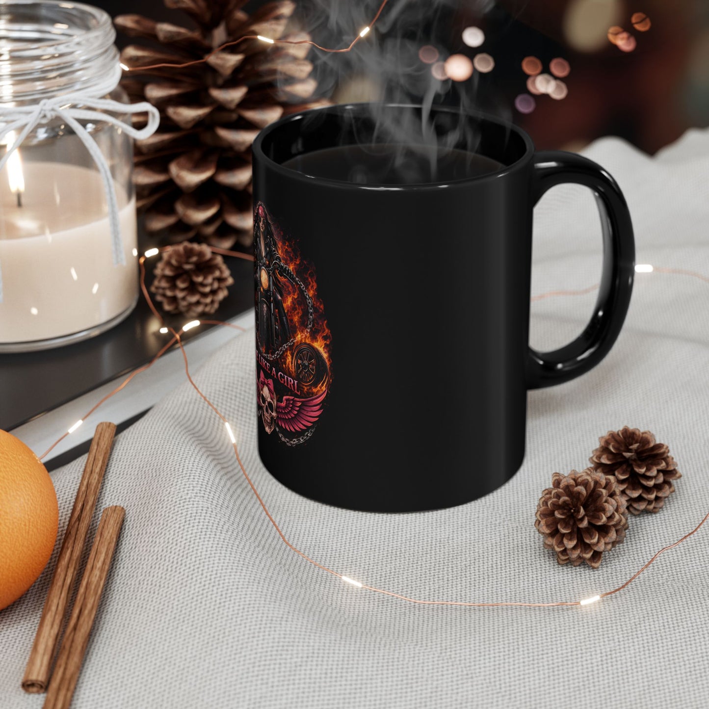 RIDE LIKE A GIRL Women Riders Motorcycle Mug | Black