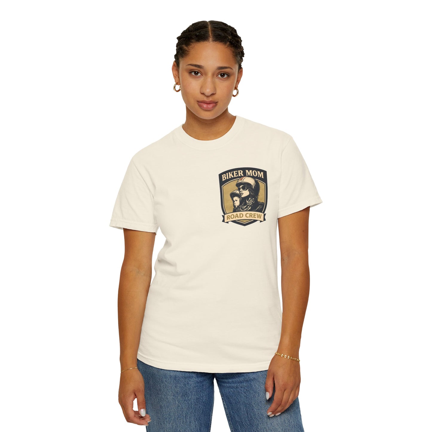 BIKER MOM Road Crew Women’s Motorcycle T-Shirt | Natural Vintage