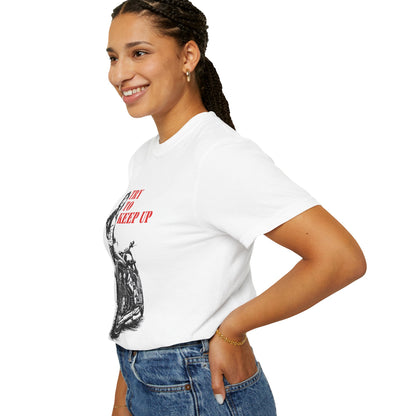 TRY TO KEEP UP Women’s Motorcycle T-Shirt | White & Red