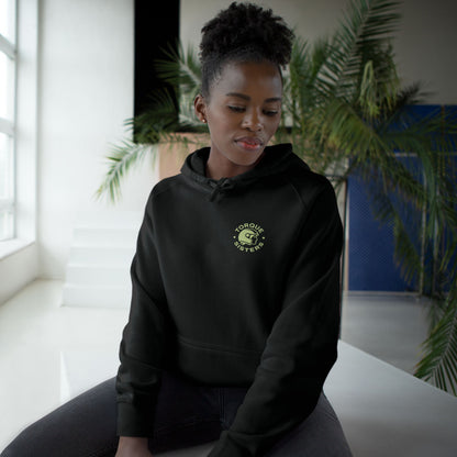 Women’s Motorcycle Hoodie – Adventure Rider Black & Forest Green