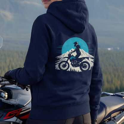 Mountain Rider Women's Motorcycle Hoodie | Navy & Teal