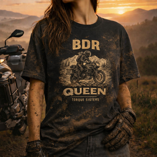 BDR QUEEN Women’s Motorcycle T-Shirt | Black & Sand