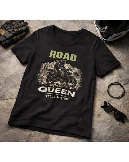 ROAD QUEEN Women’s Motorcycle T-Shirt | Black & Green