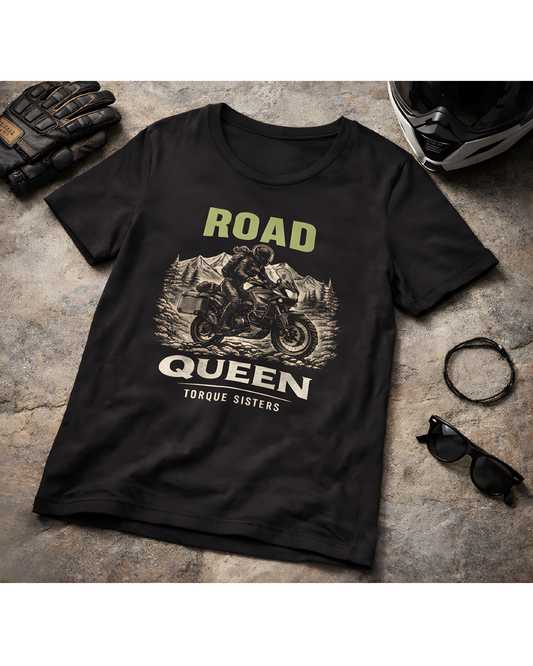 ROAD QUEEN Women’s Motorcycle T-Shirt | Black & Green