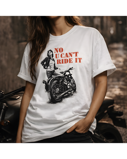 NO U CAN’T RIDE IT Women’s Riding T-Shirt | White & Red
