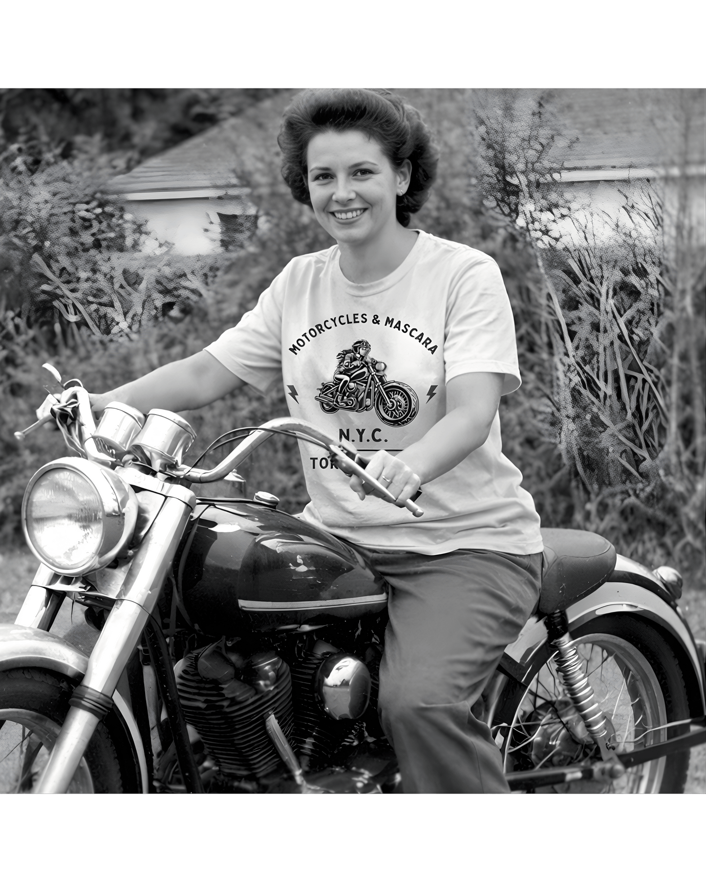 MOTORCYCLES & MASCARA N.Y.C. Women’s Motorcycle T-Shirt | Natural