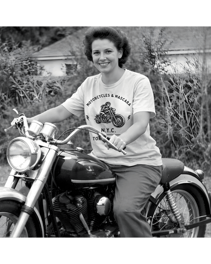 MOTORCYCLES & MASCARA N.Y.C. Women’s Motorcycle T-Shirt | Natural