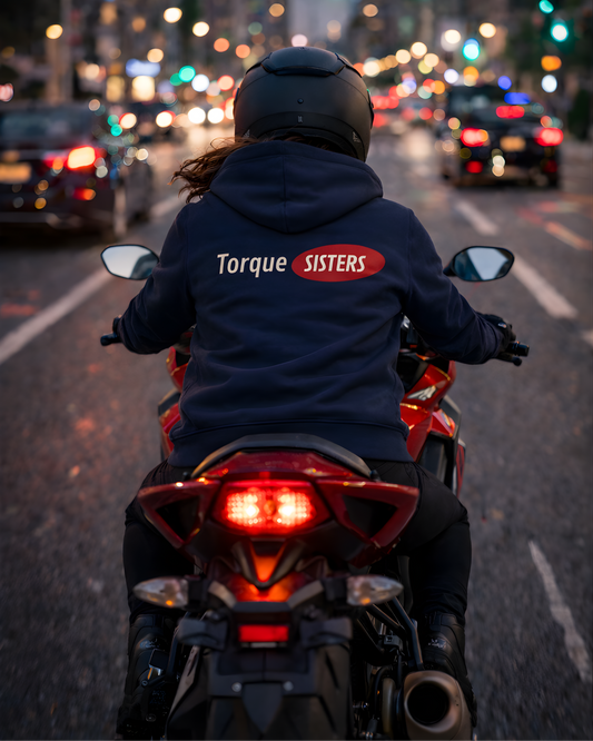 BIKER CHICK Motorcycles & Mascara Women’s Motorcycle Hoodie | Navy