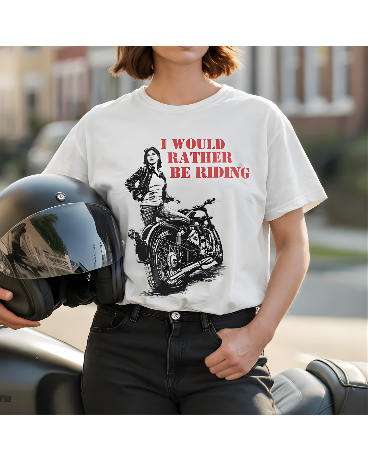 I WOULD RATHER BE RIDING Women’s Riding T-Shirt | White & Red