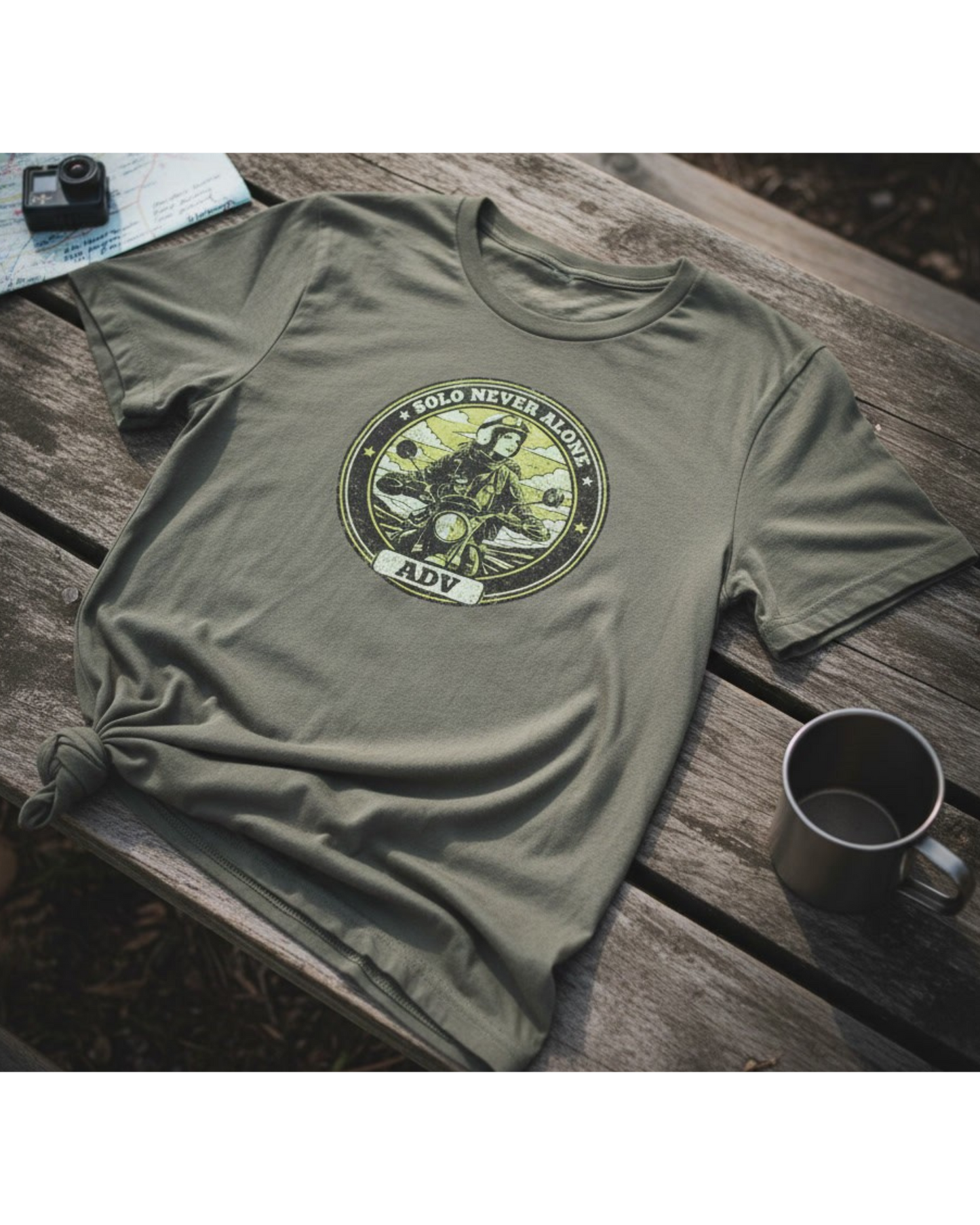 SOLO NEVER ALONE ADV Women’s Motorcycle T-Shirt | Olive