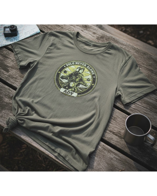 SOLO NEVER ALONE ADV Women’s Motorcycle T-Shirt | Olive
